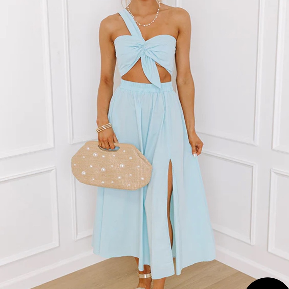 Impressions Light Blue A-Line Skirt